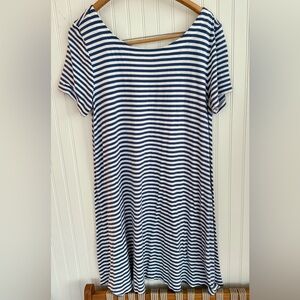 LOFT Blue and White Striped Dress Size Medium